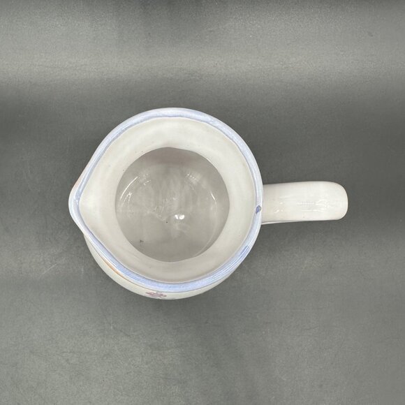 Vintage Dieulefit France PHP Art Pottery Creamer Pitcher Purple Floral Cottage - Picture 5 of 10